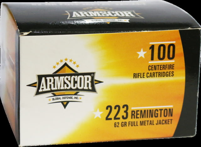 scor Precision Inc .223 Remington 62 Grain Full Metal Jacket Brass Cased Rifle 100 Rounds Ammo