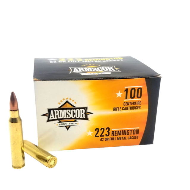 Armscor Precision Inc 223REM 62 Grain FMJ Value Pack Brass Cased Rifle Ammo 100RD BX 1200RD CASE - Armscor Precision Inc