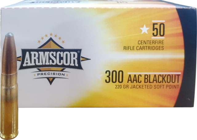 scor Precision Inc .300 AAC Blackout 220 Grain Jacketed Soft Point Brass Cased Rifle50 Rounds Ammo