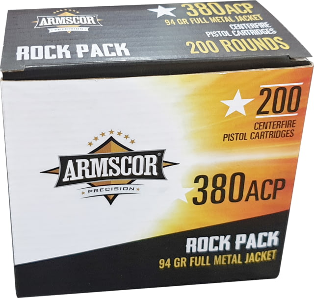 scor Precision Inc .380 ACP 95 Grain Full Metal Jacket Brass Cased Pistol 200 Rounds 200RD Ammo