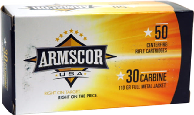 scor Precision Inc USA .30 Carbine 110 Grain Full Metal Jacket Brass Cased Rifle 50 Rounds 50RD Ammo