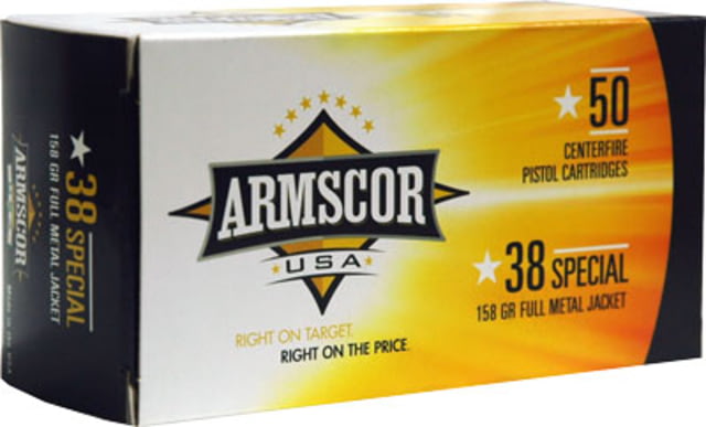 scor Precision Inc USA .38 Special 158 Grain Full Metal Jacket Brass Cased Pistol 50 Rounds 50RD Ammo