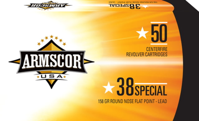 scor Precision Inc USA .38 Special 158 Grain Lead Round Nose Brass Cased Pistol 50 Rounds Ammo