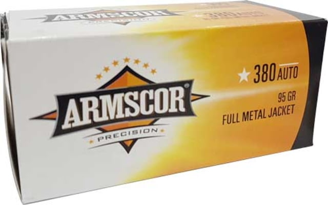 scor Precision Inc .380 ACP 95 Grain Full Metal Jacket Brass Cased Pistol 100 Rounds 100RD Ammo