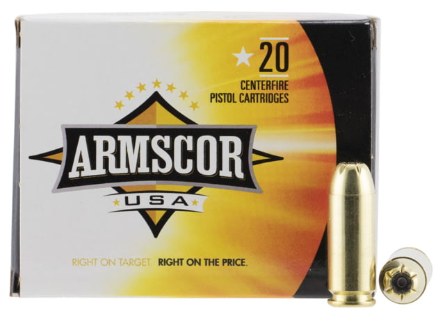 Armscor Precision Inc USA 10mm 180 Grain Jacketed Hollow Point Brass Cased Pistol Ammo 20 Rounds 20RD scor Precision Inc USA 10mm 180 Grain Jacketed Hollow Point Brass Cased Pistol 20 Rounds 20RD Ammo