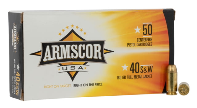 scor Precision Inc USA .40 S&W 180 Grain Full Metal Jacket Brass Cased Pistol 50 Rounds 50RD Ammo