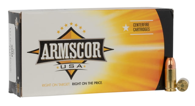 Armscor Precision Inc Pistol 9mm Luger 147 Grain Full Metal Jacket Brass Cased Pistol Ammo 50 Rounds scor Precision Inc Pistol 9mm Luger 147 Grain Full Metal Jacket Brass Cased Pistol 50 Rounds Ammo