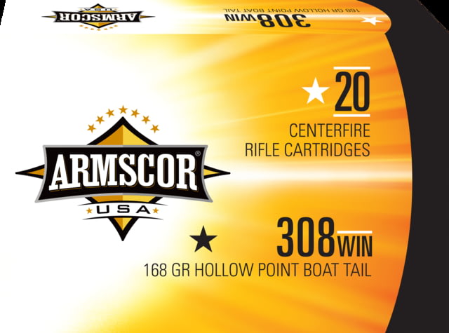 scor Precision Inc USA .308 Winchester 168 Grain Hollow Point Boat Tail Brass Cased Rifle 20 Rounds Ammo