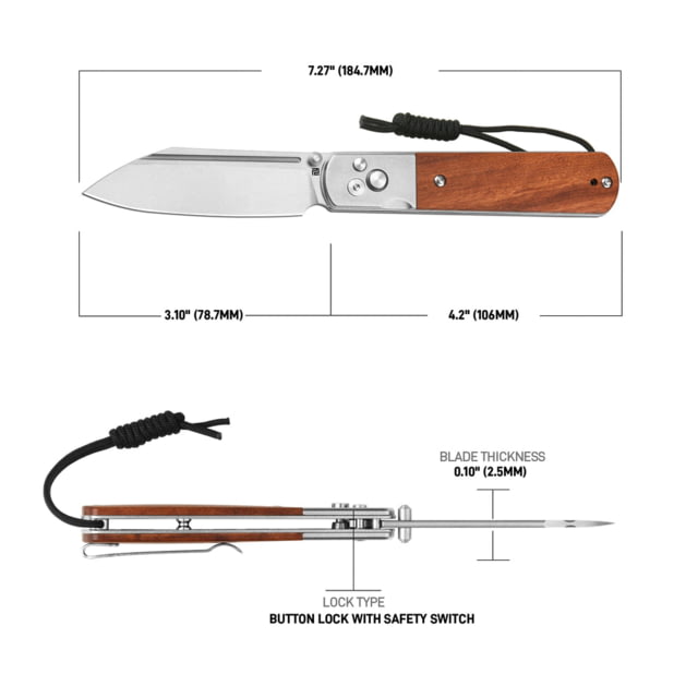 Artisan Cutlery Holm Button Lock Rosewood ATZ - Artisan Cutlery