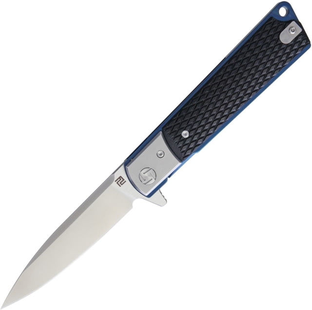 Artisan Cutlery Classic Linerlock Folding Knife 5in Closed 3.75in Satin S35Vn SS Drop Point Black G10 Handle SS Bolster Pocket Clip Black Nylon - Artisan Cutlery