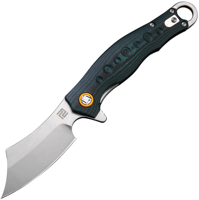 Artisan Cutlery Consair Linerlock Green Folding Knife 2.88" stonewash finish D2 tool steel blade Black and green G10 handle