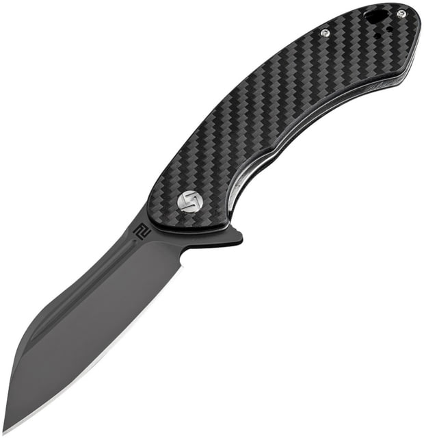 Artisan Cutlery Eterno Linerlock Folding Knife 5in Closed 3.5in Black D2 Tool Steel Blade Carbon Fiber Handle Pocket Clip - Artisan Cutlery
