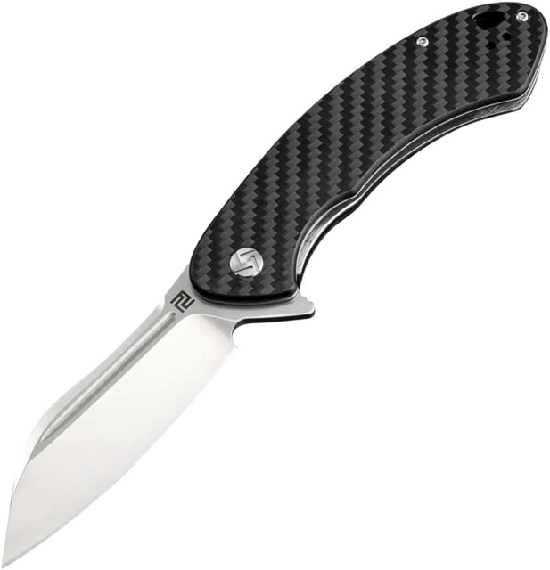Artisan Cutlery Eterno Linerlock Folding Knife 5in Closed 3.5in Stonewash D2 Tool Steel Blade Carbon Fiber Handle Pocket Clip