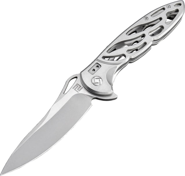 Artisan Cutlery Hoverwing Framelock Folding Knife 5in Closed 3.75in Stonewash D2 Tool Steel Blade Stonewash 2Cr13 SS Handle Thumb Pull Pocket Clip