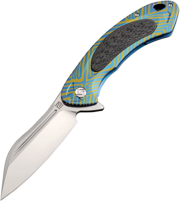Artisan Cutlery Immortal Framelock Blue Folding Knife 3.63" satin finish S35VN stainless blade Blue titanium handle