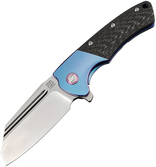Artisan Cutlery Mastiff Framelock Blue Folding Knife 3.5" satin finish S35VN stainless blade Blue titanium handle with carbon fiber inlay - Artisan Cutlery