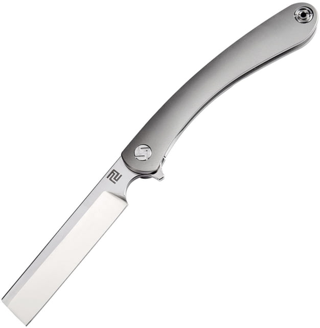 Artisan Cutlery Orthodox Framelock Folding Knife 5.13in Closed 3.75in Satin Bohler M390 SS Blade Gray Titanium Handle Pocket Clip Metal Tin Black - Artisan Cutlery