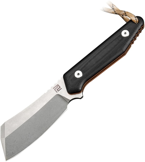 Artisan Cutlery Osprey Fixed Blade Knife 8.5in Overall 3.75in Satin D2 Tool Steel Blade Black/Orange G10 Handle Tan Camo Cord Lanyard Black Kydex Belt - Artisan Cutlery