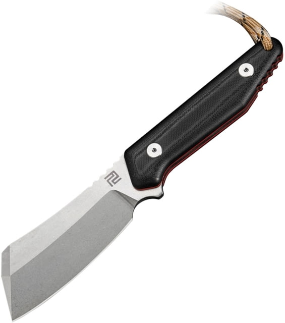 Artisan Cutlery Osprey Fixed Blade Knife 8.5in Overall 3.75in Satin D2 Tool Steel Blade Black/Red G10 Handle Tan Camo Cord Lanyard Black Kydex Belt - Artisan Cutlery