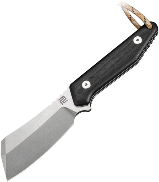 Artisan Cutlery Osprey Fixed Blade Knife 8.5in Overall 3.75in Satin D2 Tool Steel Blade Black/White G10 Handle Tan Camo Cord Lanyard Black Kydex Belt - Artisan Cutlery