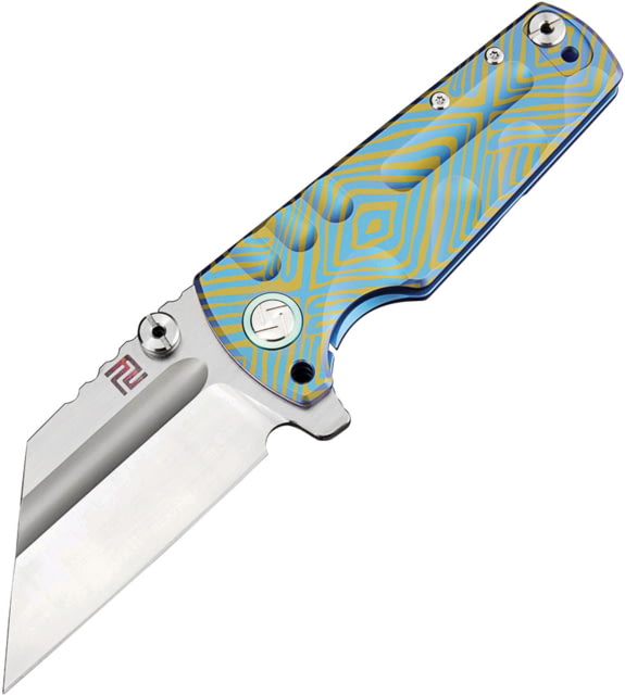 Artisan Cutlery Proponent Framelock Blue Folding Knife 03 4" S35VN stainless blade Blue and gold titanium handle