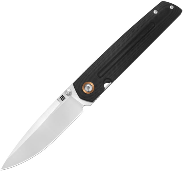 Artisan Cutlery Sirius Folding Knife by Ray Laconico 4.5in Closed 3.5in AR-RPM9 Satin Drop Point Blade Black G10 Handle - Artisan Cutlery