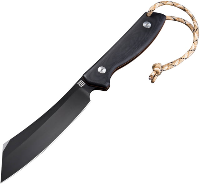 Artisan Cutlery Tomahawk Fixed Blade Knife 6.25" black finish D2 tool steel blade Orange liners Black G10 handle - Artisan Cutlery