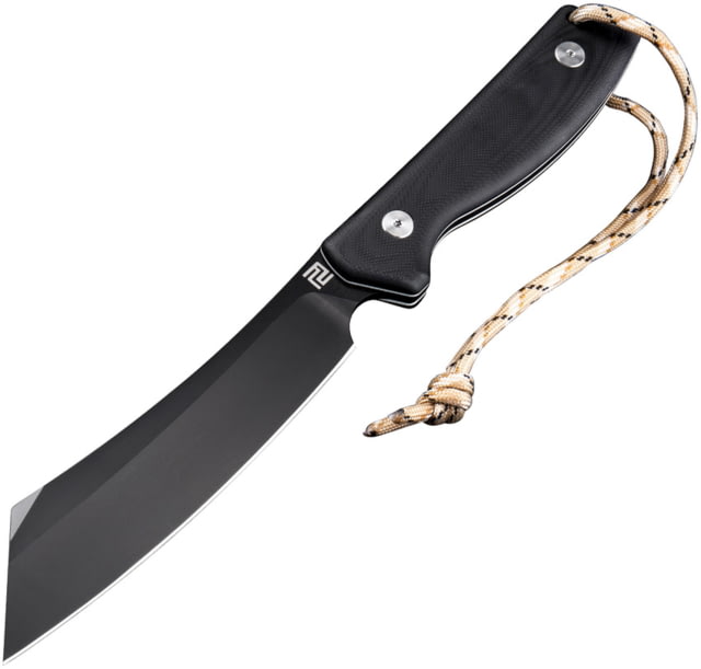 Artisan Cutlery Tomahawk Fixed Blade Knife 6.25" black finish D2 tool steel blade White liners Black G10 handle - Artisan Cutlery