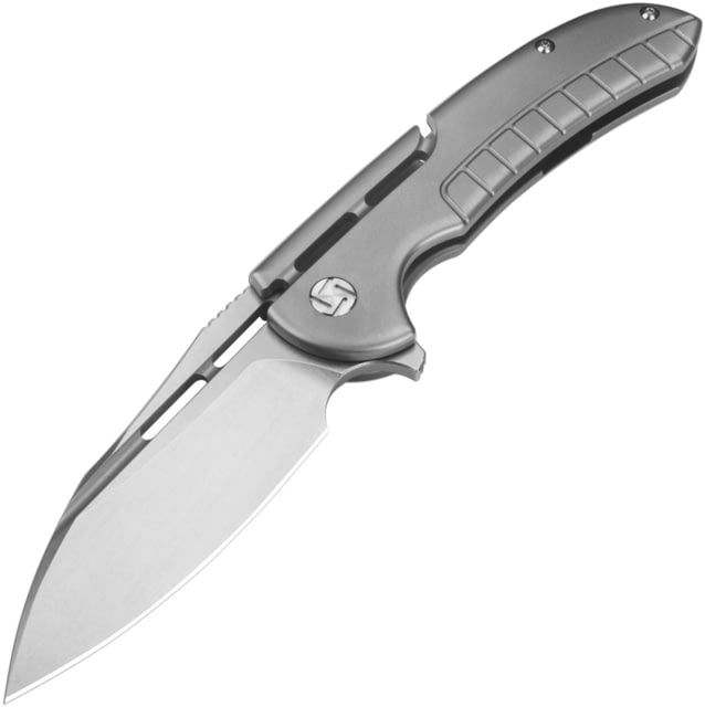 Artisan Cutlery Valor Folding Knife 4.5in Closed 3.5in S35VN Satin Drop Point Blade Gray Titanium Handle Nylon Sheath - Artisan Cutlery