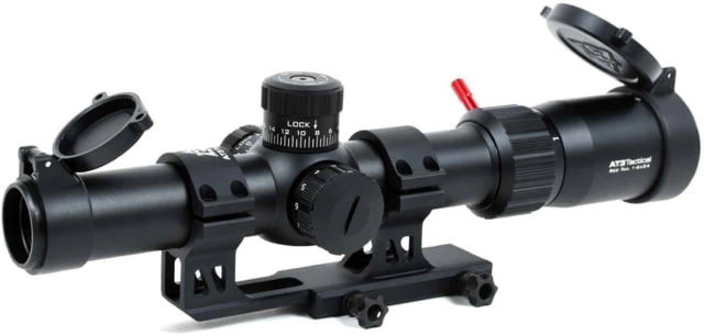 AT3 Tactical Red Tail LPVO 1-6x24 LPVO Rifle Scope with Mount 30mm SFP Black Illuminated BDC Reticle MOA with 30mm Cantilever Mount and Throw Lever - At3 Tactical
