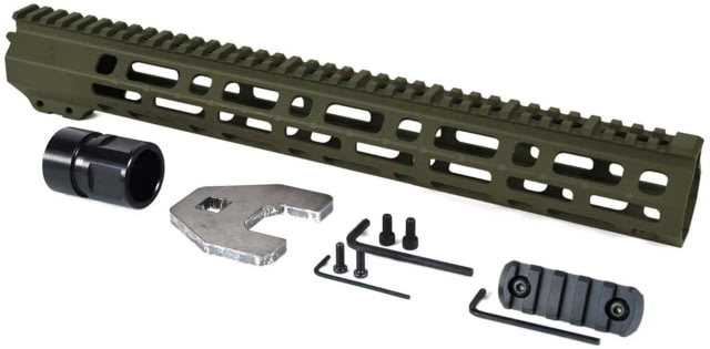 AT3 Tactical SPEAR M-Lok AR-15 Free Float Handguard 15 in OD Green - At3 Tactical