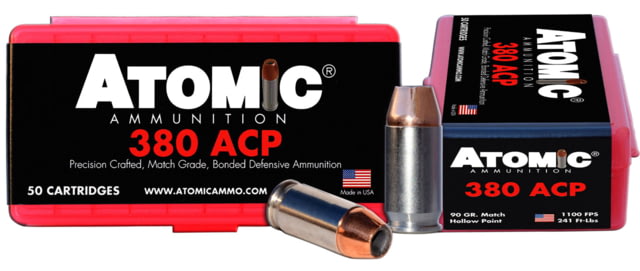 mic Ammunition Pistol .380 ACP 90 Grain Hollow Point Nickel Plated Brass Cased Pistol 50 Rounds Ammo