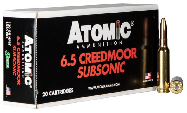 mic Ammunition Rifle Subsonic 6.5mm Creedmoor 130 Grain Boat Tail Hollow Point Brass Cased Rifle 20 Rounds Ammo