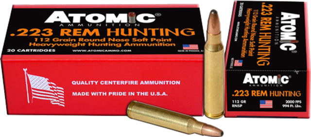 Atomic Ammunition Atomic Ammo .223 Rem. 112gr. Roundnose Softpoint 20-pack - Atomic Ammunition