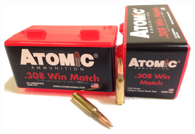 Atomic Ammunition Atomic Ammo .308 Win. Match 168gr. Nosler Bthp 50-pack mic Ammunition Atomic .308 Win. Match 168gr. Nosler Bthp 50-pack Ammo