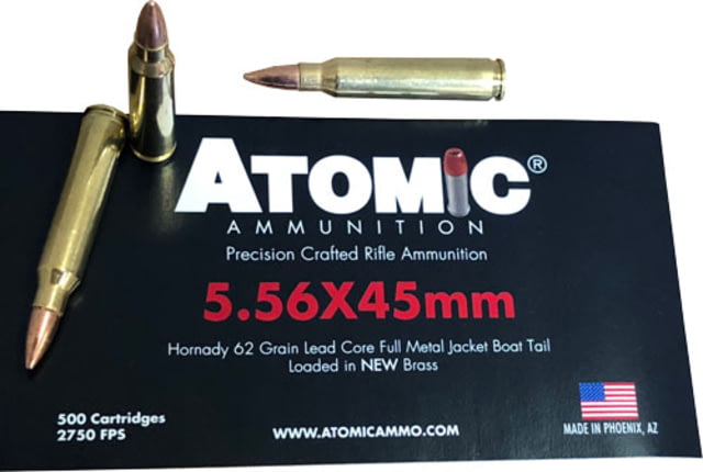 Atomic Ammunition Atomic Ammo 5.56x45 500 Rounds 62gr. Hornady Fmj Bulk-pack - Atomic Ammunition