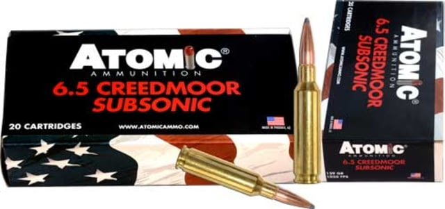Atomic Rifle Subsonic 6.5mm Creedmoor 129 Grain Hollow Point Boat Tail Steel Cased Centerfire Rifle Ammo 20 Rounds mic Rifle Subsonic 6.5mm Creedmoor 129 Grain Hollow Point Boat Tail Steel Cased Centerfire Rifle 20 Rounds Ammo