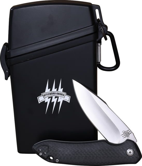 Attleboro Knives Berlin Strike Folding Knife 4.75in Closed 3.5in D2 Tool Steel Satin Blade Carbon Fiber Handle w/ Titanium Back Phone Case - Attleboro Knives
