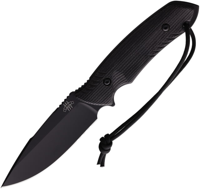 Attleboro Knives The Attleboro Fixed Blade Knife 9.75in Overall 4.5in S35VN Black Cerakote Partially Serrated Drop Point Blade Black Canvas Micarta - Attleboro Knives