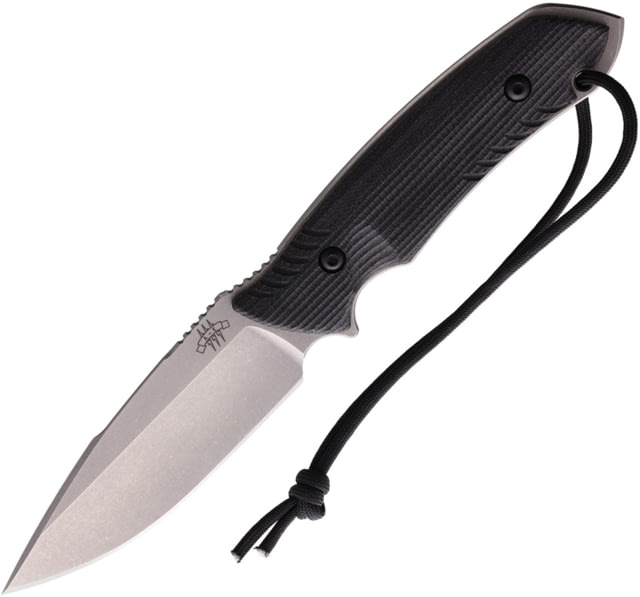 Attleboro Knives The Attleboro Fixed Blade Knife 9.75in Overall 4.5in S35VN Stonewash Plain Drop Point Blade Black Canvas Micarta Handle Boltaron - Attleboro Knives