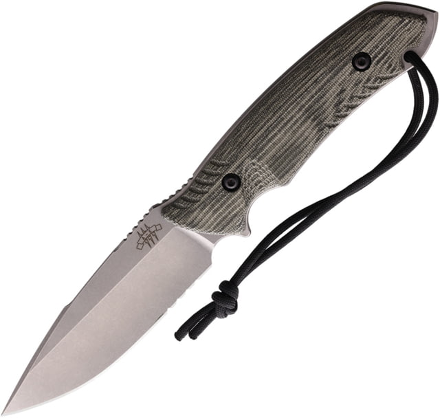 Attleboro Knives The Attleboro Fixed Blade Knife 9.75in Overall 4.5in S35VN Stonewash Partially Serrated Drop Point Blade Black Canvas Micarta Handle - Attleboro Knives