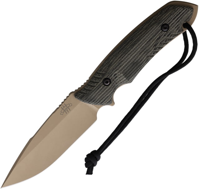 Attleboro Knives The Attleboro Fixed Blade Knife 9.75in Overall 4.5in S35VN Coyote Brown Cerakote Plain Drop Point Blade Black Canvas Micarta Handle - Attleboro Knives