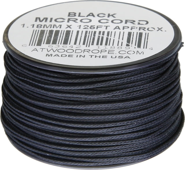 Atwood Micro Cord 125ft 1.18mm Diameter Nylon Construction Black MS01 - BLACK