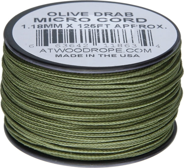 Atwood Micro Cord 125ft 1.18mm Diameter Nylon Construction Olive Drab MS14 - OD