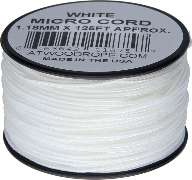Atwood Micro Cord 125ft 1.18mm Diameter Nylon Construction White MS08 - WHITE