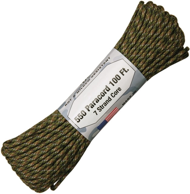 Atwood Parachute Cord 100ft 550 Cord 7 Strand Core Digital Woodland
