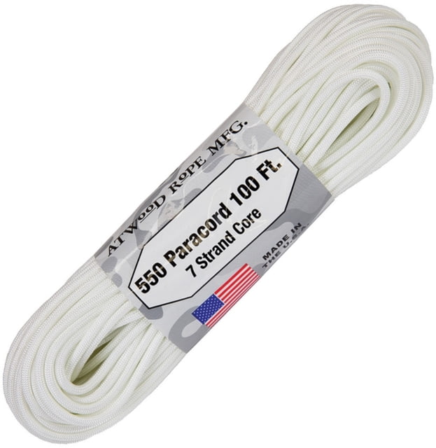 Atwood Parachute Cord 100ft 550 Cord 7 Strand Core White S08 - WHITE
