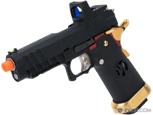AW Custom HX26 Match King Compact Hi-CAPA Gas Blowback Airsoft Pistols Black/Red/Gold - Aw Custom