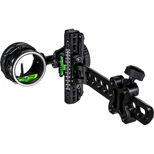 AXCEL Archery Driver Plus Slider Sight - Standard Pro Bar - w/ AVX-41 Scope - Single Pin - .019 Green Fiber - Stealth ADVP-S119-4GA - AXCEL Archery