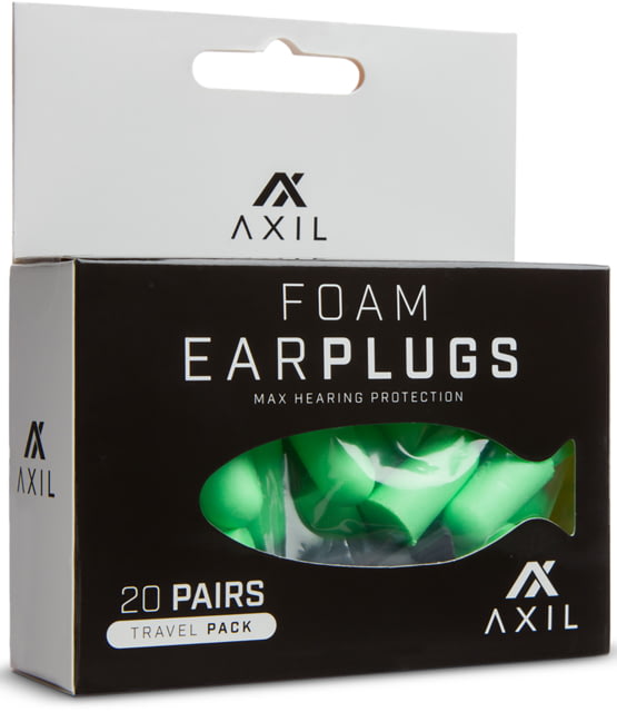 AXIL Foam Ear Plugs - 20 Pair Travel Pack w/Key Chain Holder Green Small - Axil